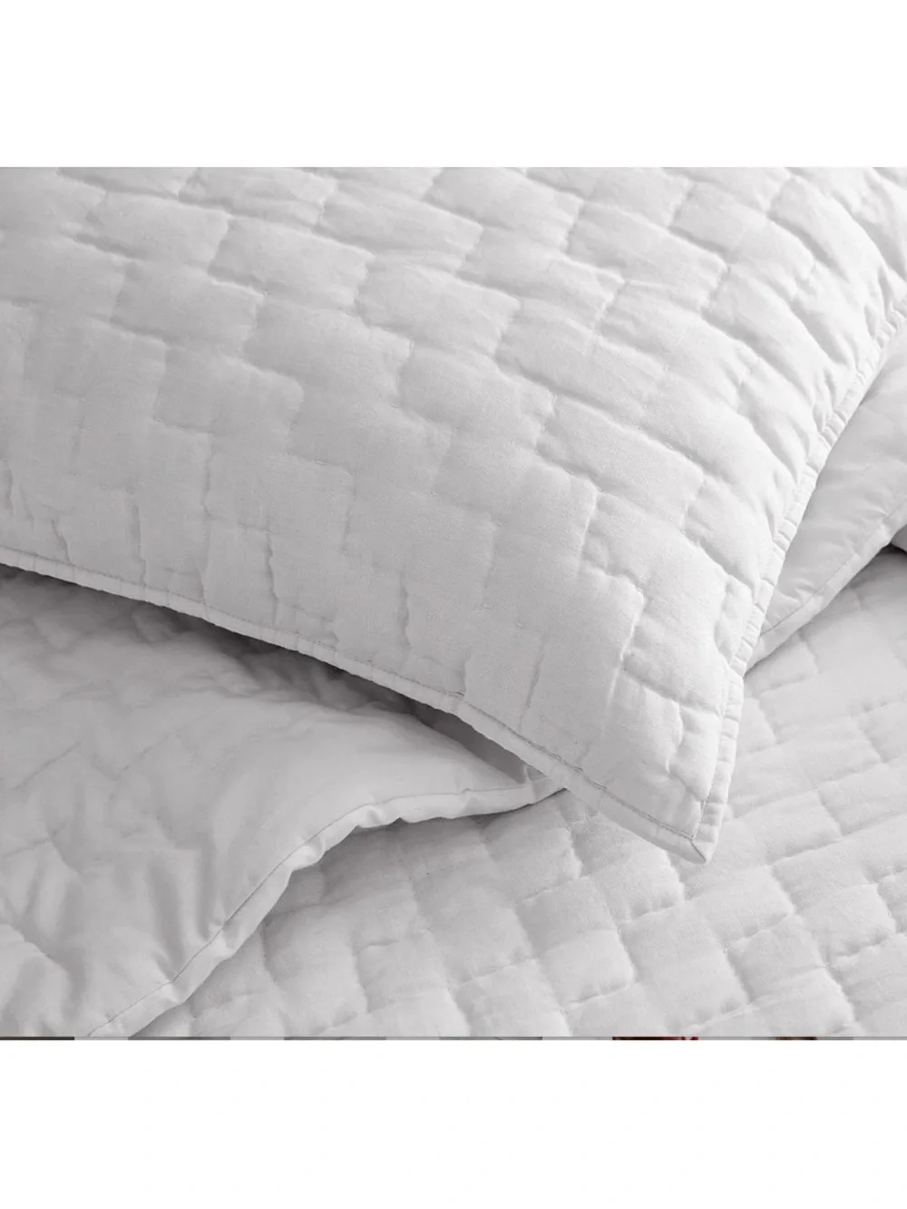 1 Pottery Barn Bliss Handcrafted KING Quilted Pillow Sham White Cotton Linen EUC